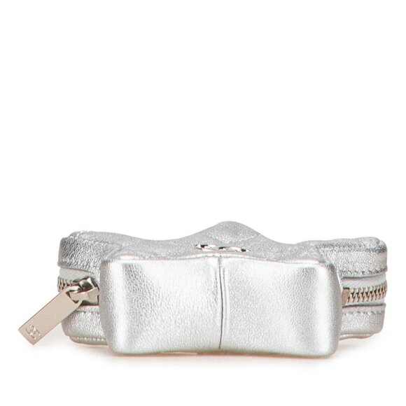 CHANEL Silver Lambskin Leather Logo Wallet - Picture 3 of 9